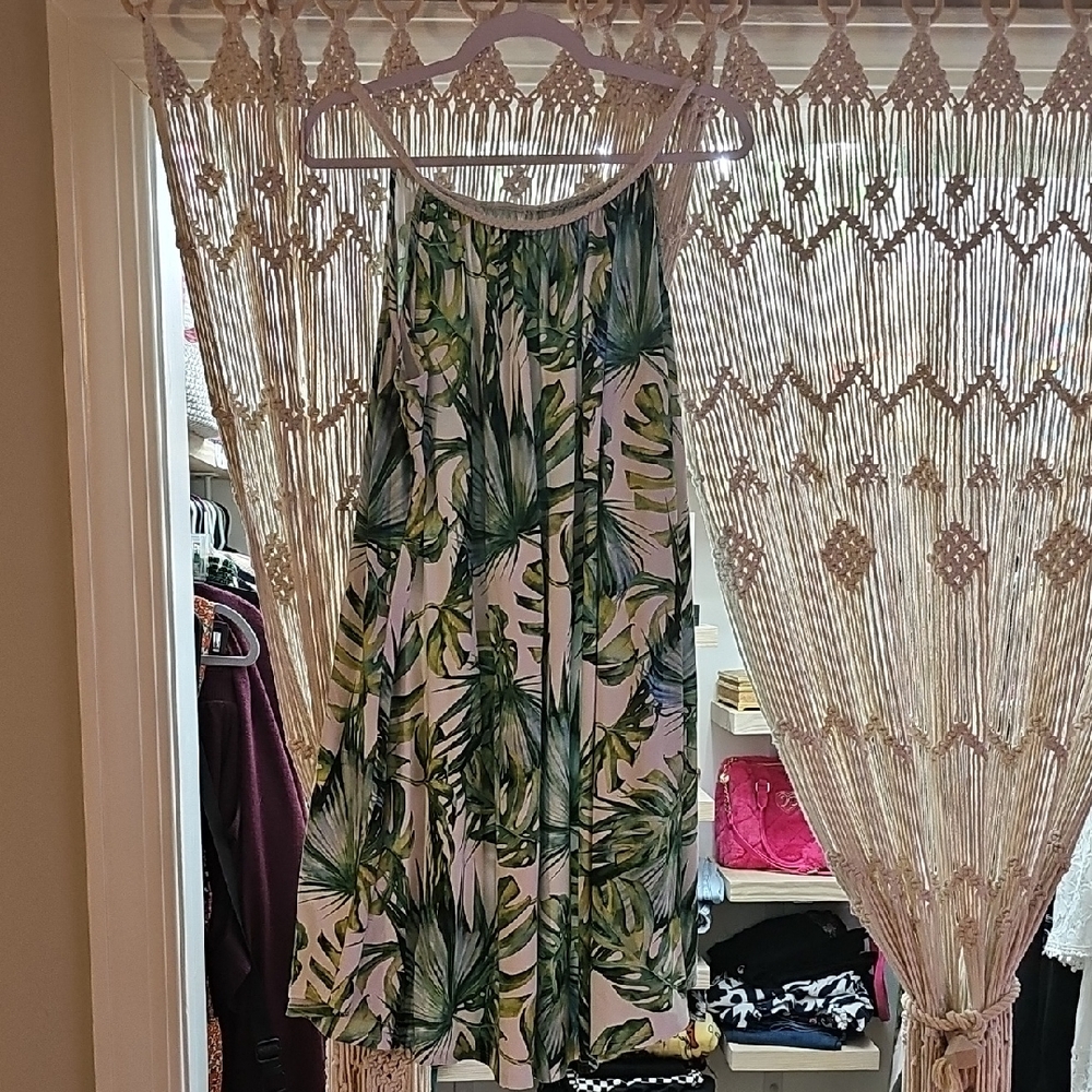 Indigo Soul Green Leaf Pattern Dress